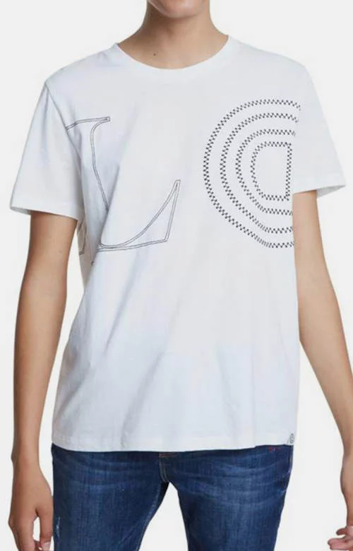 Бяла тениска Desigual TS Paris с къс ръкав